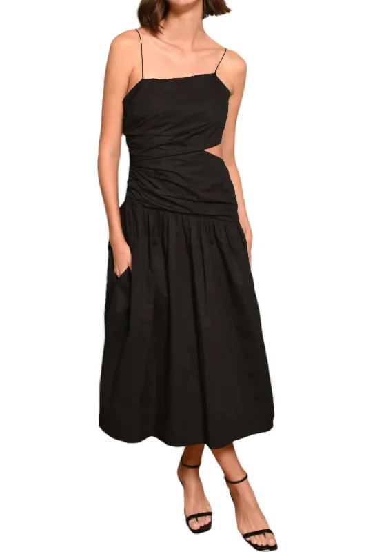 Women's Keyhole-Neck DressesMolly One Shoulder Poplin Dress In Black