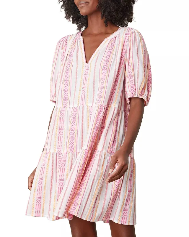 Women's V-Neck DressesMonique Boho Dress In Pink Multi