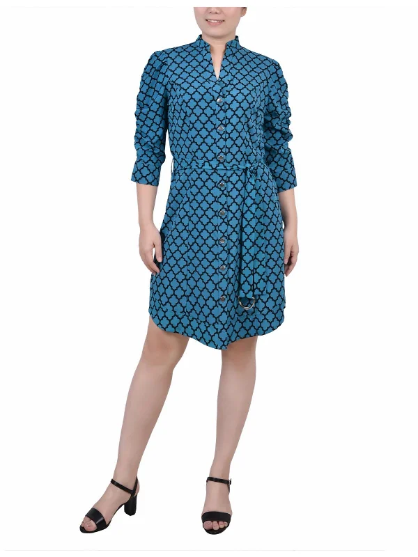 Women's Narrow Collar DressesPetites Womens Office Professional Shirtdress