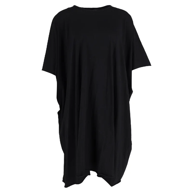 Women's Cut-Out DressesRick Owens Knee-Length Asymmetric T-shirt Dress in Black Cotton