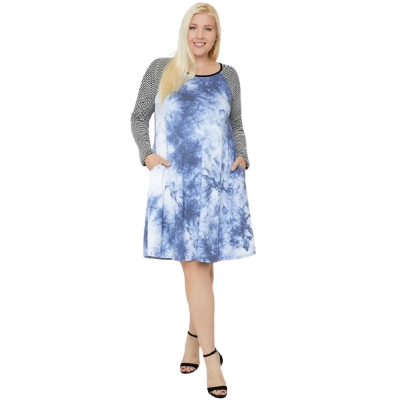 Women's Collarless DressesRound Neck Tie Dye Dress