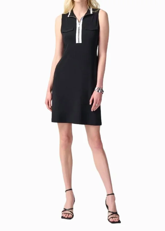 Women's Mini DressesSleeveless Shift Dress In Black/vanilla