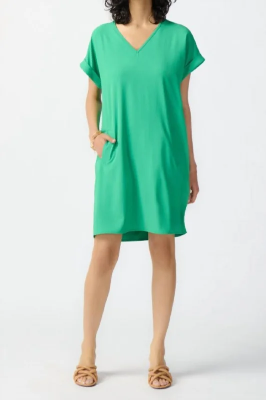 Women's Square-Neck DressesStretch Straight Dress In Island Green