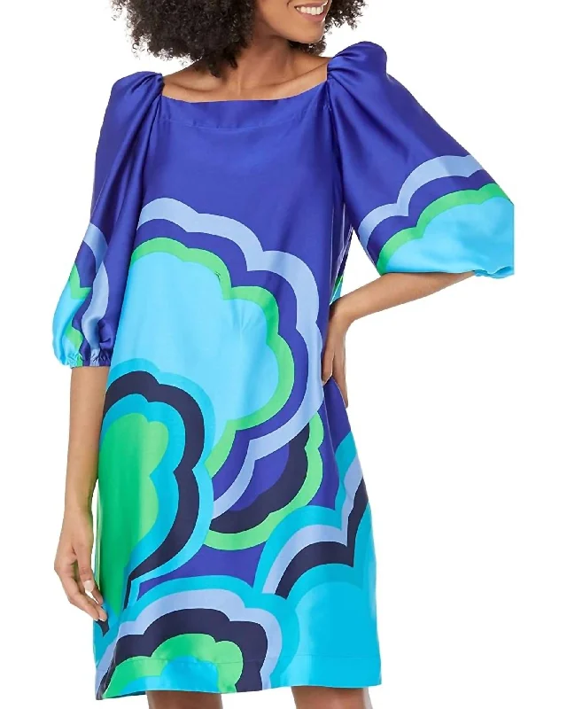 Women's Shawl Collar DressesSymphony Dress In Pacific Blue Multi