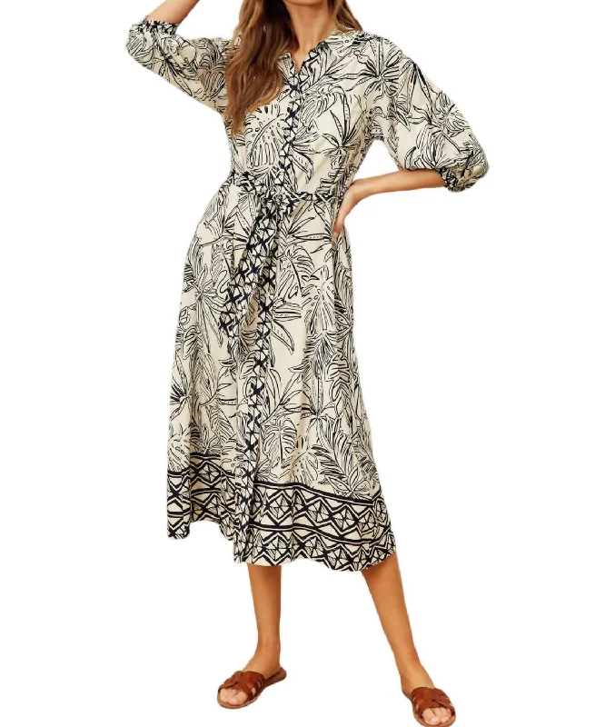 Women's Shawl Collar DressesTropical Shirt Dress In Maui Sand