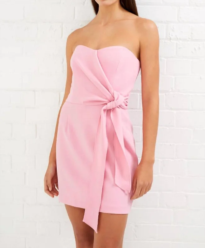 Women's Fit and Flare DressesWhisper Strapless Bow Dress In Pink Sea