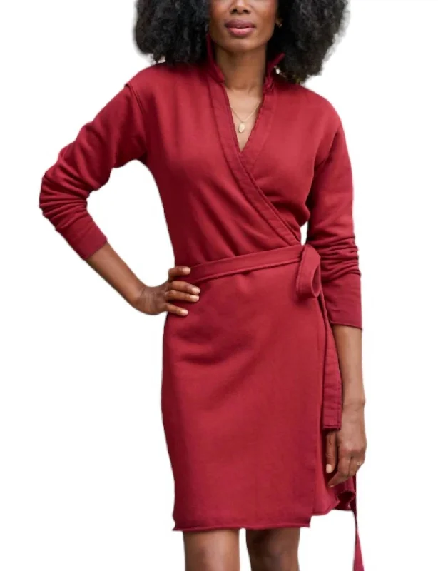 Women's High Collar DressesWilla Wrap Dress In Cranberry