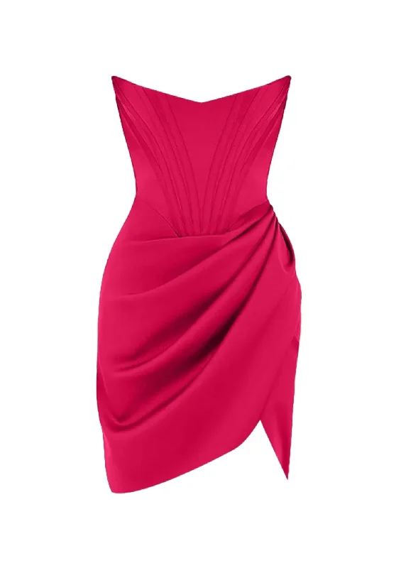 Women's Mandarin Collar DressesWomen's Jasmine Strapless Cocktail Dress In Magenta