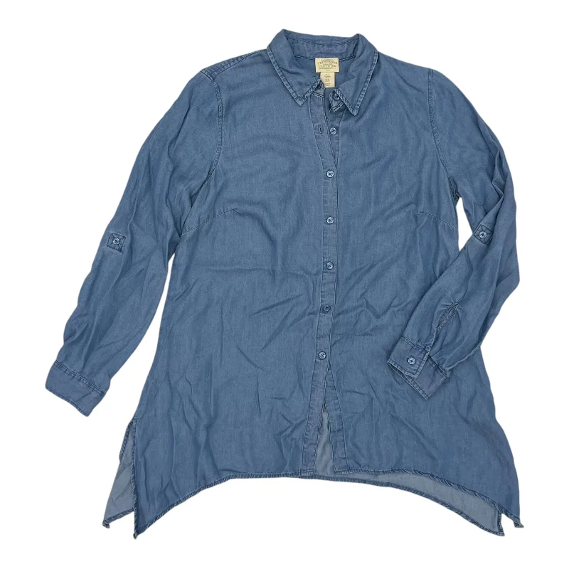 Women's Blouse with Wide CollarBLUE DENIM TUNIC LS by TELLURIDE Size:M