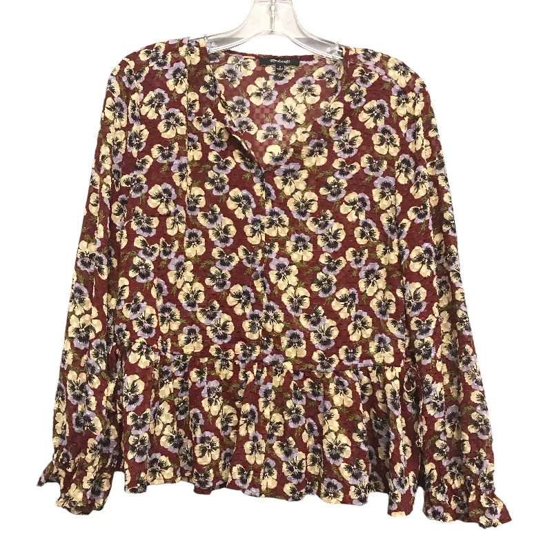 Women's Blouse with Square CollarFLORAL PRINT TOP LS by MADEWELL Size:M