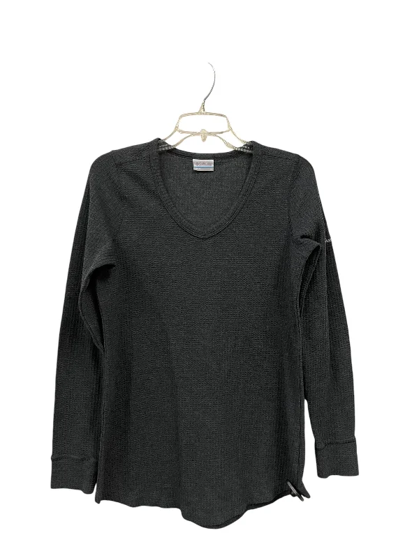 Women's Blouse with Low CollarTop Long Sleeve Basic By Columbia In Grey, Size: S