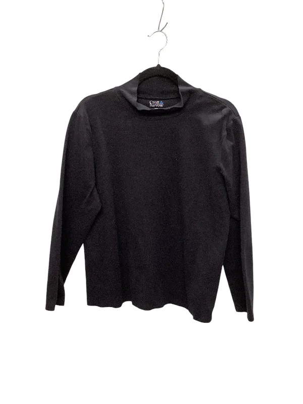 Women's Blouse with Shawl CollarTop Long Sleeve Basic By Croft And Barrow In Black, Size: Xxl