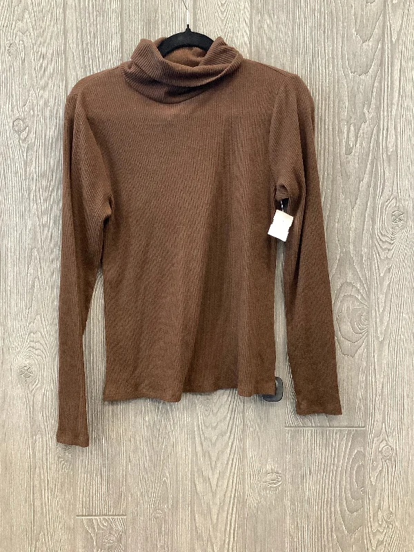 Women's Blouse with Square CollarTop Long Sleeve Basic By Old Navy In Brown, Size: L