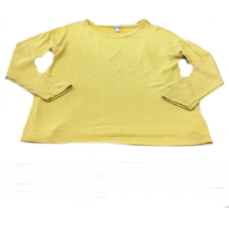 Women's Cotton BlouseTop Long Sleeve By A New Day In Yellow, Size: M