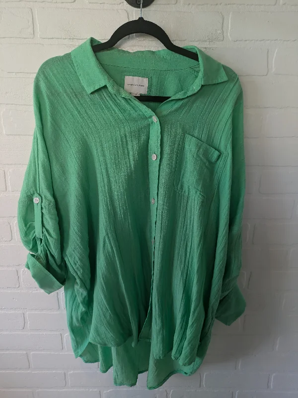 Women's Blouse for OfficeTop Long Sleeve By American Eagle In Green, Size: Xs