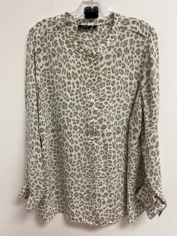 Women's Blouse with Cropped LengthTop Long Sleeve By Apt 9 In Animal Print, Size: 1x