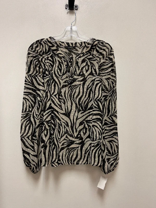 Women's Button-Up BlouseTop Long Sleeve By Banana Republic In Black & Cream, Size: M