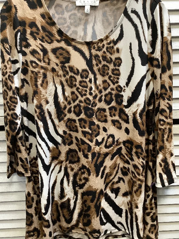 Women's Blouse with Sweetheart NeckTop Long Sleeve By Chaus In Leopard Print, Size: S