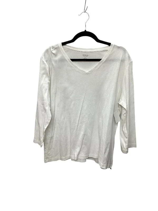 Women's Blouse with Collarless DesignTop Long Sleeve By Chicos In White, Size: 3