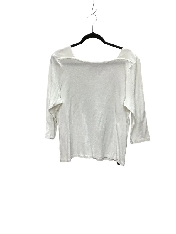 Women's Blouse with Peter Pan CollarTop Long Sleeve By Chicos In White, Size: L