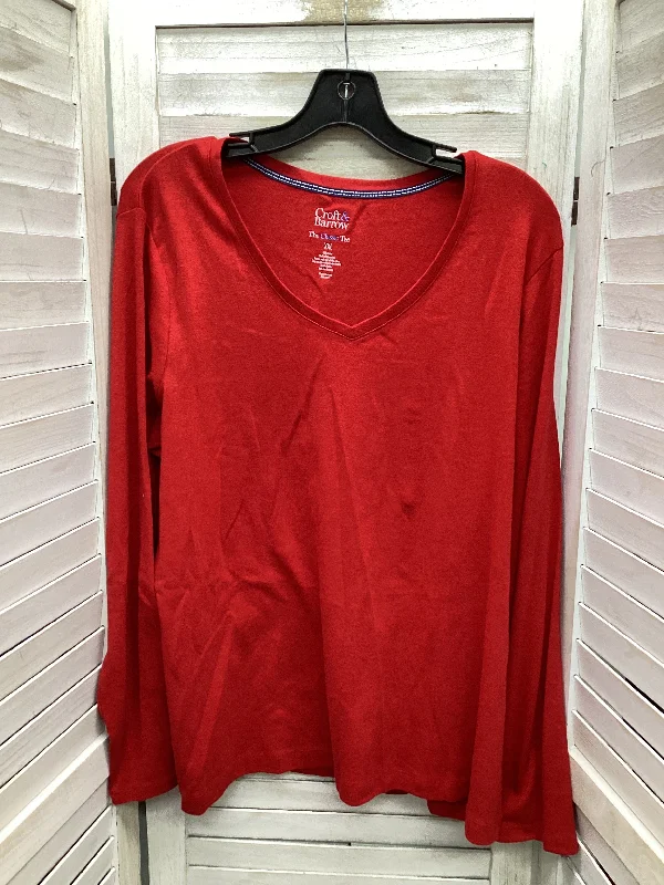 Women's Blouse for SchoolTop Long Sleeve By Croft And Barrow In Red, Size: 2x