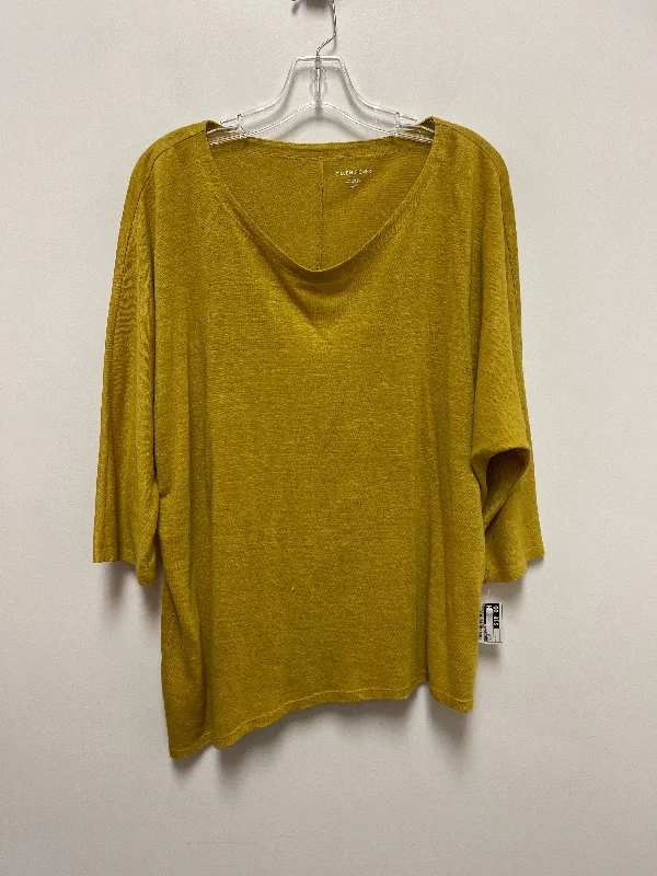 Women's Blouse with PeterTop Long Sleeve By Eileen Fisher In Yellow, Size: M