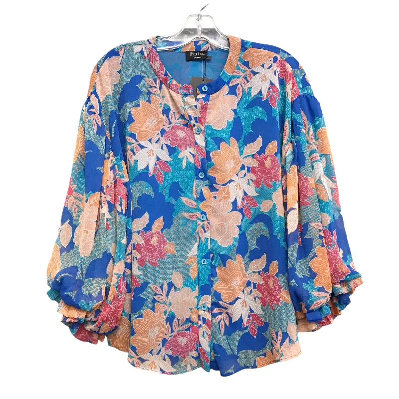 Women's Blouse for SchoolTop Long Sleeve By Fate In Floral Print, Size: M