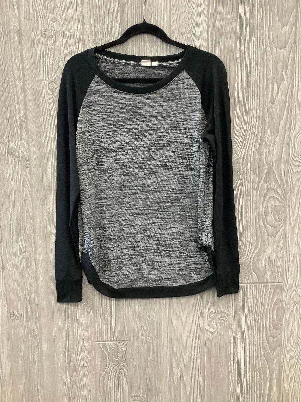 Women's Blouse with Boat CollarTop Long Sleeve By Gap In Black & Grey, Size: S