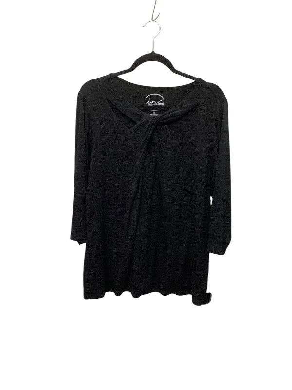 Women's Blouse with Keyhole CollarTop Long Sleeve By Inc In Black, Size: Xl