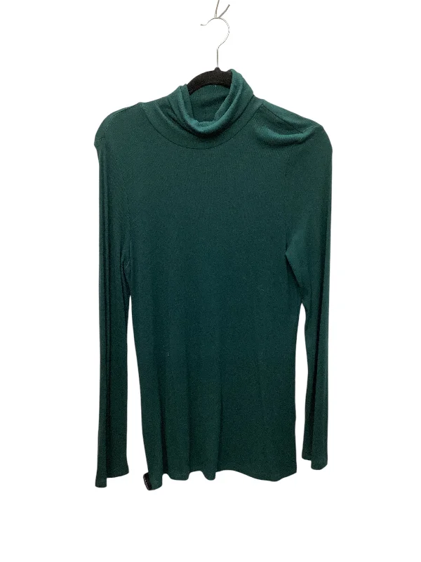 Women's Blouse with High CollarTop Long Sleeve By Inc In Green, Size: Xl