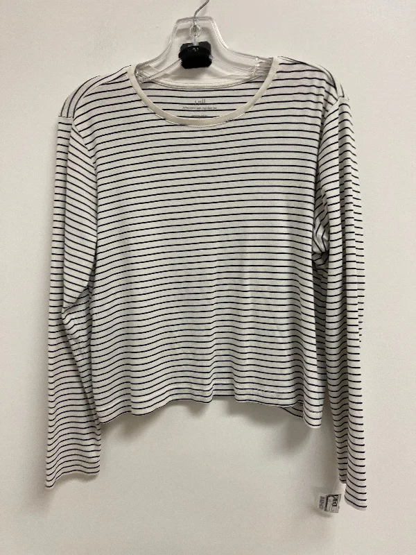 Women's Blouse with Keyhole NeckTop Long Sleeve By J. Jill In Striped Pattern, Size: L