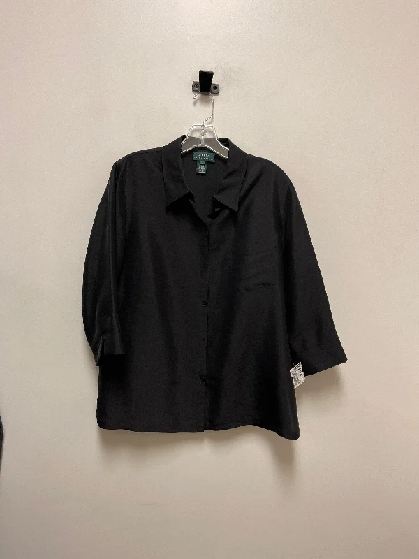 Women's Blouse with V-Shaped CollarTop Long Sleeve By Lauren By Ralph Lauren In Black, Size: Xl