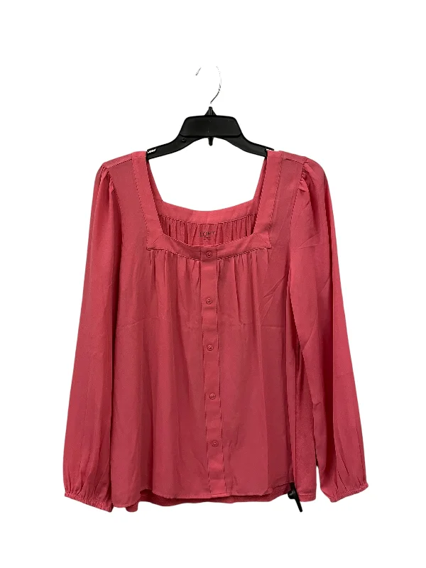 Women's Blouse with Cap SleevesTop Long Sleeve By Loft In Pink, Size: S