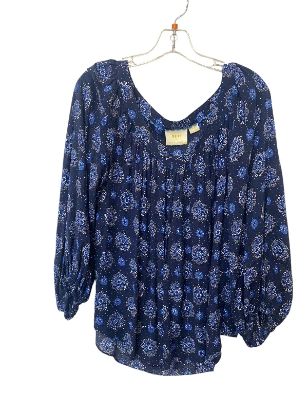 Women's Blouse with SleevelessTop Long Sleeve By Maeve In Blue, Size: 14