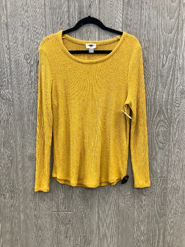 Women's Blouse with Boat CollarTop Long Sleeve By Old Navy In Yellow, Size: L