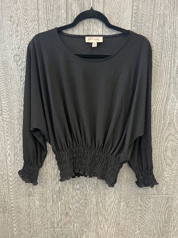 Women's Blouse with Mandarin CollarTop Long Sleeve By Philosophy In Black, Size: Xs