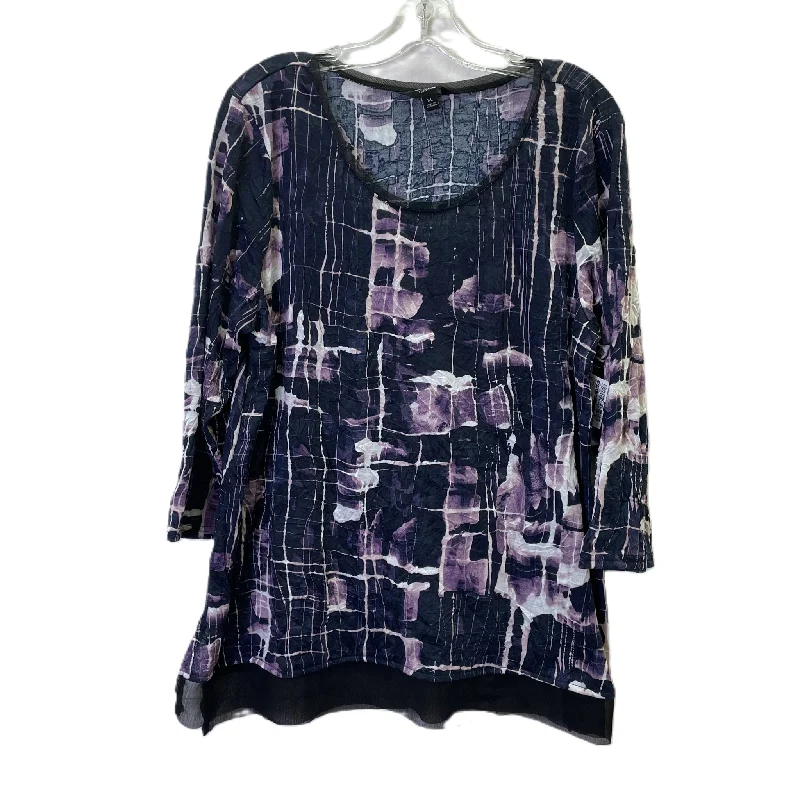 Women's Blouse with Shawl CollarTop Long Sleeve By Simply Vera In Purple, Size: Xl