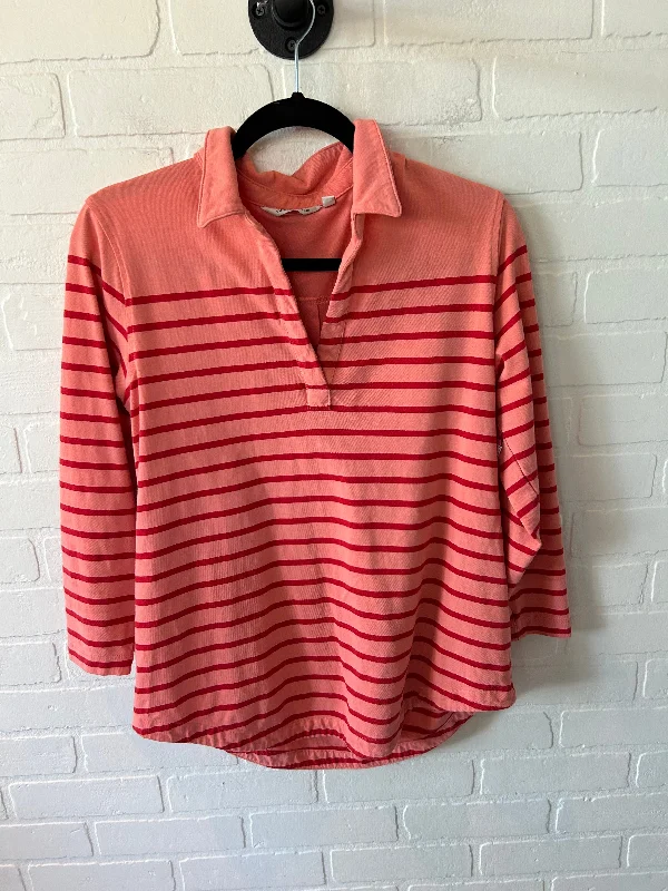 Women's Blouse with EmbroideryTop Long Sleeve By Vineyard Vines In Orange & Red, Size: M