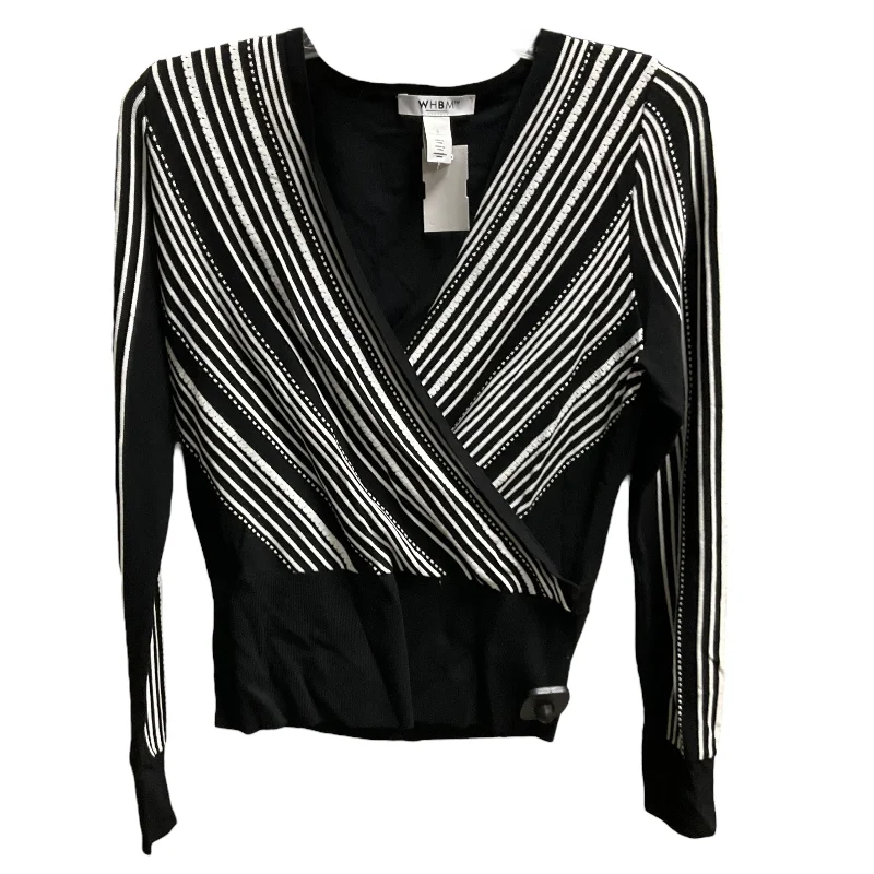 Women's Blouse with Square CollarTop Long Sleeve By White House Black Market In Black & White, Size: S