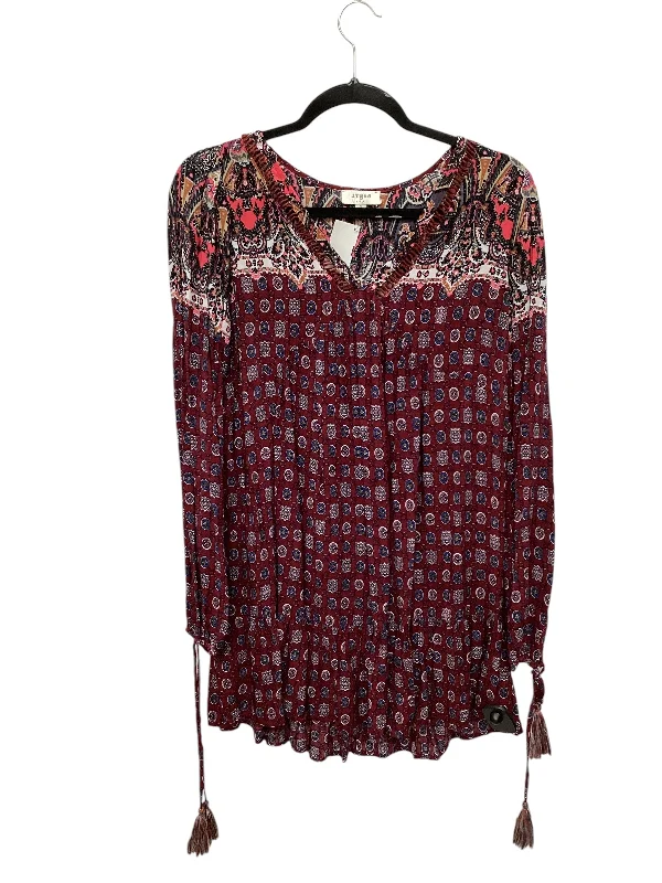 Women's Blouse with Square CollarTunic Long Sleeve By Umgee In Multi-colored, Size: S